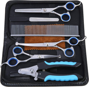 Dog Grooming Scissors Set, Safety round Tip, Grooming Tools 6 Pieces Kit for Dogs 
