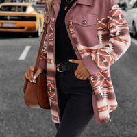 Geometric Collared Neck Buttoned Jacket