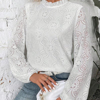Floral Lace Balloon Sleeve Blouse